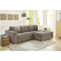 Ecksofa mit Schlaffunktion Cord Grau 190 x 290 cm KAMPEN