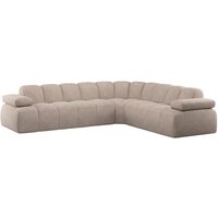 Ecksofa Mojo aus weichem Wollen-Stoff, modern und gemütlich, Sand, verstellbare Armlehnen Ecksofa Mojo aus weichem Wollen-Stoff, modern und gemütlich, Sand, verstellbare Armlehnen