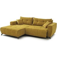 Eckcouch elektrisch ausfahrbar Cord Gelb 177 x 246 cm RESTATO