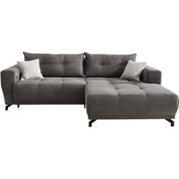 Ecksofa Cord Grau 177 x 246 cm elektrische Sitzverstellung RESTATO