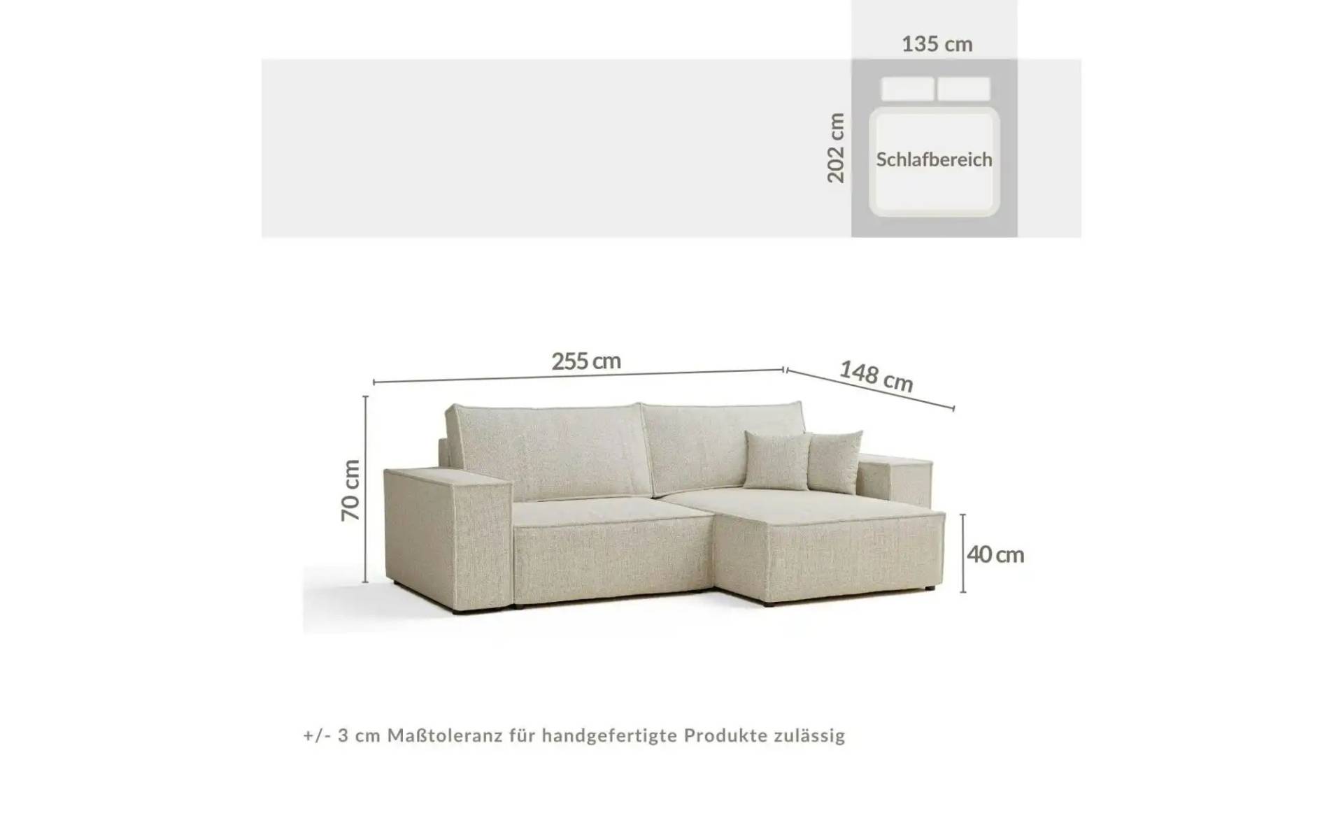 Ecksofa   ¦ blau ¦ Maße (cm): B: 255 H: 70 Polstermöbel > Sofas > Ecksofas - Höffner