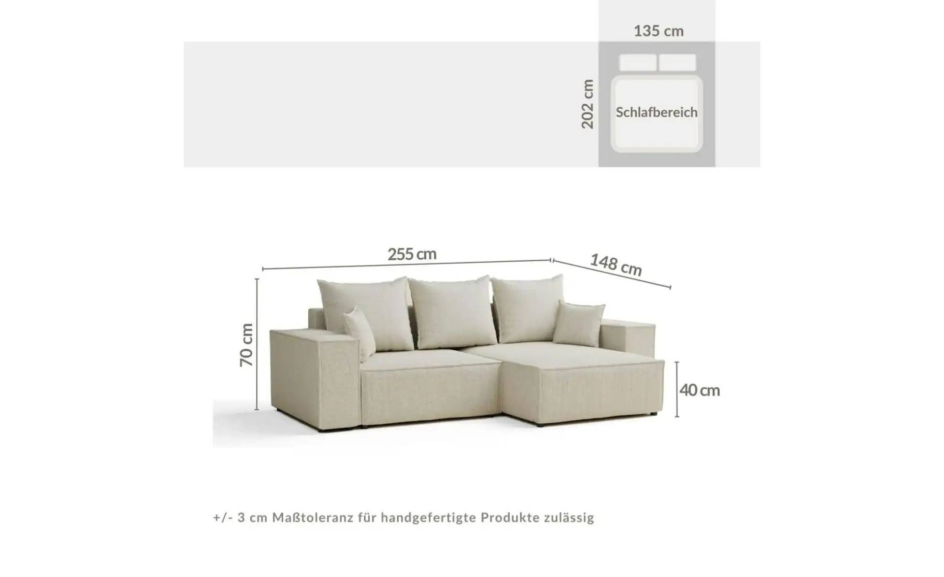 Ecksofa   ¦ blau ¦ Maße (cm): B: 255 H: 70 Polstermöbel > Sofas > Ecksofas - Höffner