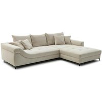 Ecksofa inkl. 3 Rückenkissen einmalig variabel montierbar ca. 317x226 cm Natur / Winkelfuß Metall Matt Schwarz