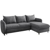 Ecksofa inkl. Liegefunktion und Staukasten ca.254x160 cm variabel montierbar Grau