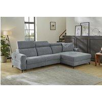 Ecksofa mit Relaxfunktion und Ladestation 301 x 184 cm Grau beidseitig montierbar