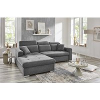 Ecksofa mit Schlaffunktion und Bettkasten ca. 185x244 cm Ottomane links Silver Neve 83