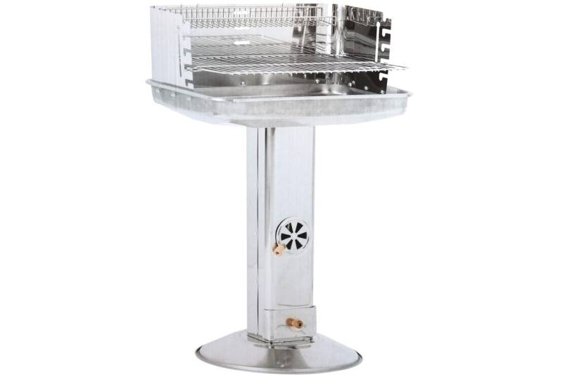 Edelstahl Säulengrill Family Star Kynast Holzkohle Grill 90 cm Höhe eckig