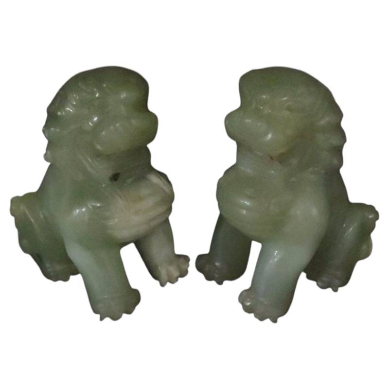 2er Set Jade Wächter Löwen Statuen Buchstützen schwer