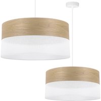 Einzelne Hängelampe, Lampenschirm Aus Goldenem Eichenfurnier, 44 Cm Einzelne Hängelampe, Lampenschirm Aus Goldenem Eichenfurnier, 44 Cm