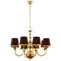 Eleganter Kronleuchter Messing Stoff E27 100 cm lang von Zaklad Wielobranzowy Export-Import-Jupiter