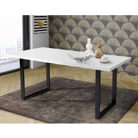 Esstisch 140 breit ABPT401 von Forte Weiss matt / Metall gebürstet