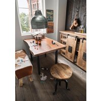 Esstisch 80 x 80 cm mit echter Baumkante PROMO KITCHEN / Akazie Massiv - Metall