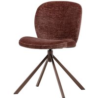 Esszimmerstuhl Femke 2er-Set aus Chenille in Braun - moderner Drehstuhl mit weichem Bezug