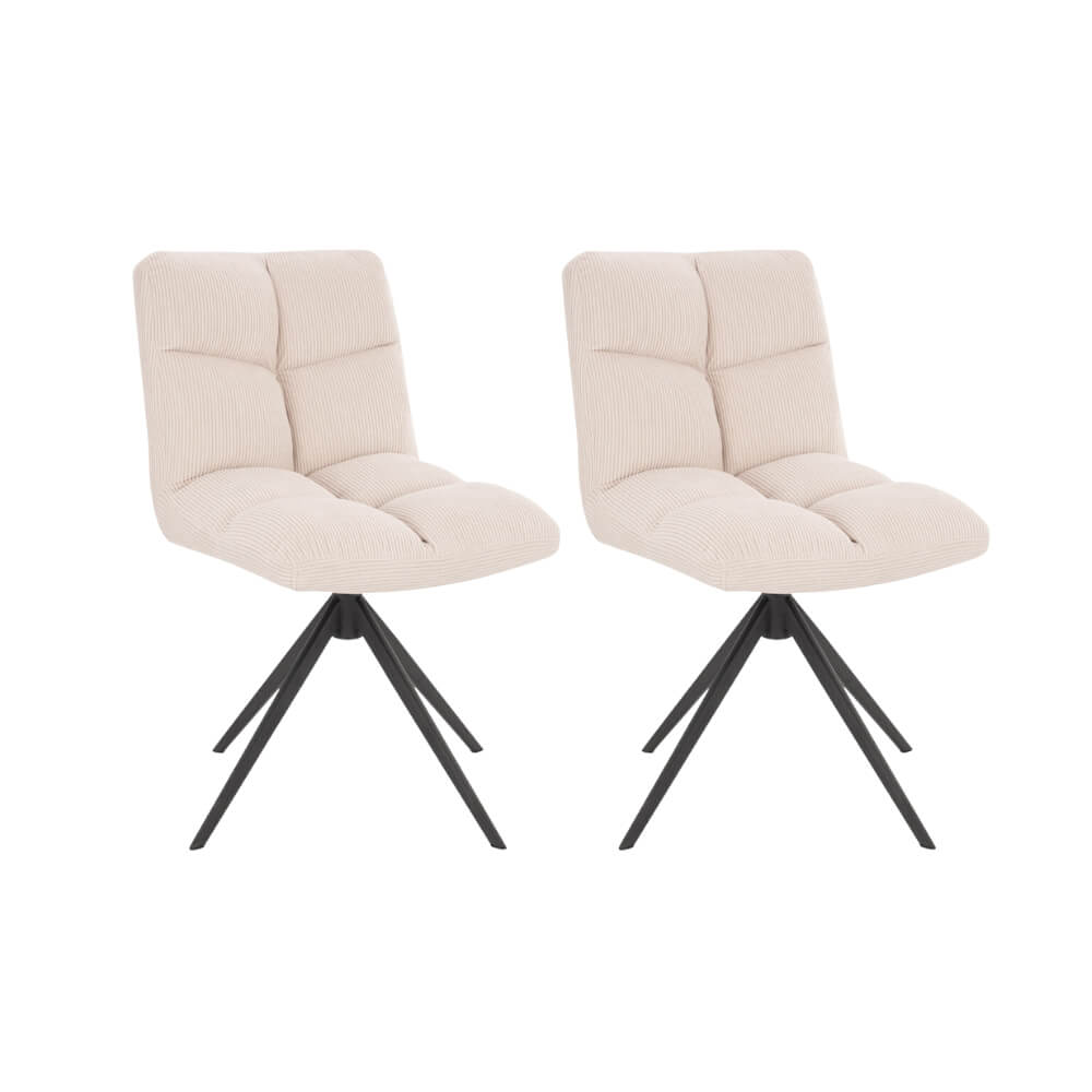 Esszimmerstuhl drehbar 2er Set NODA – Cord Creme Esszimmerstuhl drehbar 2er Set NODA – Cord Creme