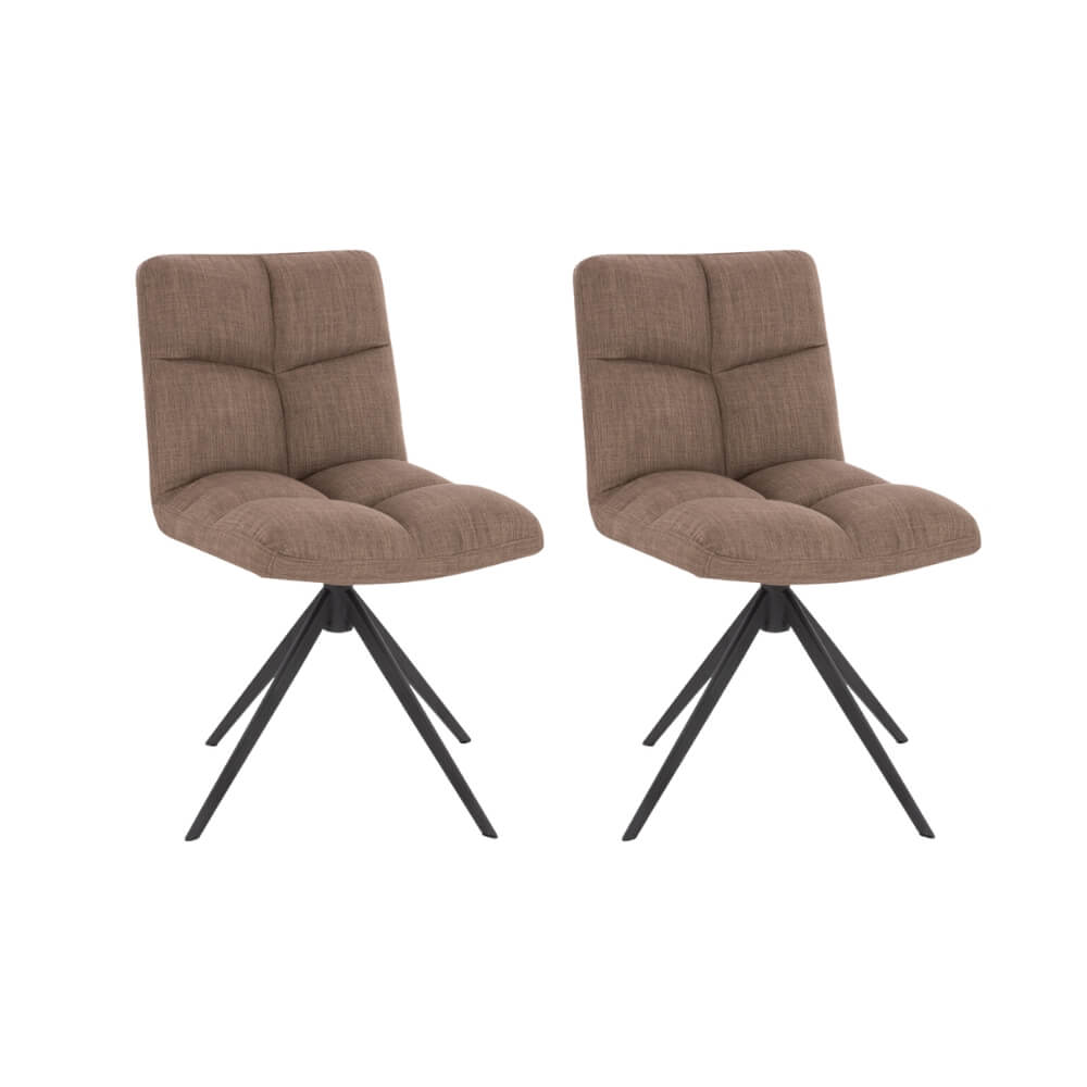 Esszimmerstuhl drehbar 2er Set NODA – Webstoff Grau / Braun Esszimmerstuhl drehbar 2er Set NODA – Webstoff Grau / Braun