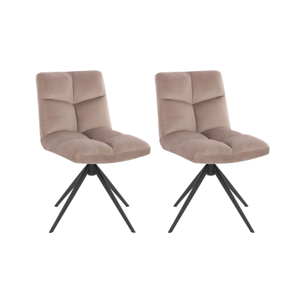 Esszimmerstuhl drehbar 2er Set NODA – Samt Hellbraun Esszimmerstuhl drehbar 2er Set NODA – Samt Hellbraun