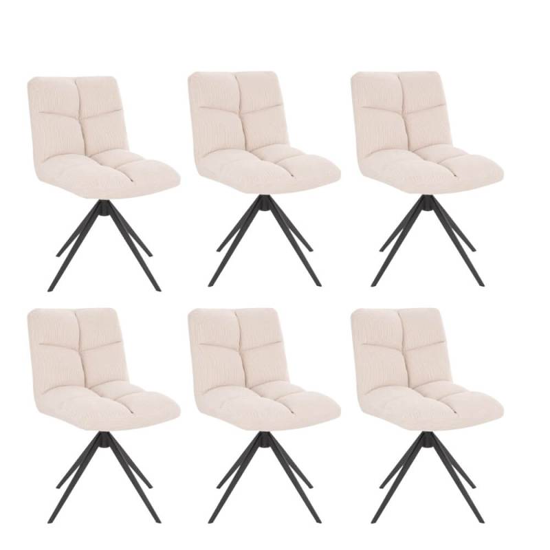 Esszimmerstuhl drehbar 6er Set NODA  – Cord Creme