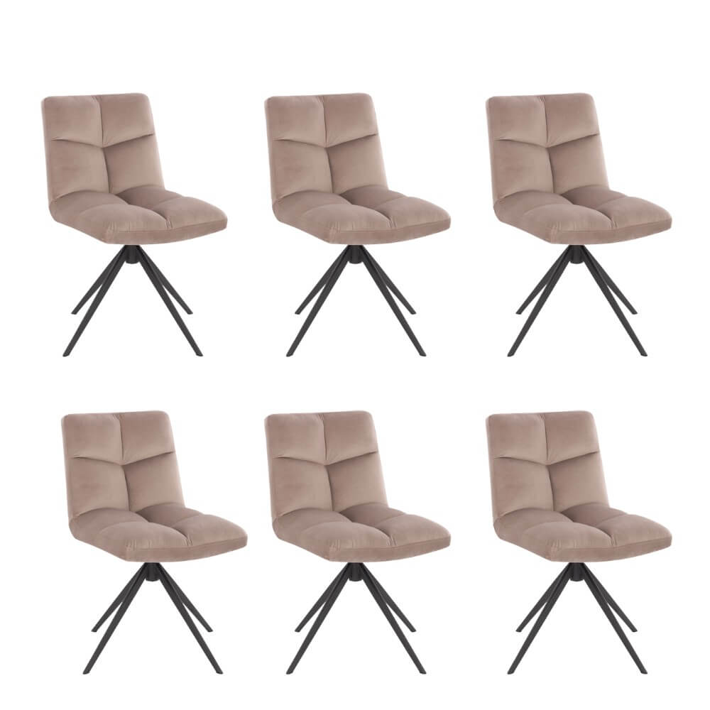 Esszimmerstuhl drehbar 6er Set NODA – Samt Hellbraun Esszimmerstuhl drehbar 6er Set NODA – Samt Hellbraun