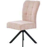 Esszimmerstuhl drehbar Chenille Blush / Gestell Metall Schwarz