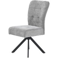 Esszimmerstuhl drehbar Chenille Grau / Gestell Metall Schwarz