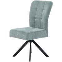 Esszimmerstuhl drehbar Chenille Türkis / Gestell Metall Schwarz