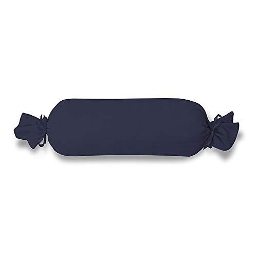 ESTELLA Kissenbezug für Nackenrolle Feinjersey | Saphir | 15x40 cm | ideale Passform und Schleifenverschluss | trocknerfeste und bügelfreie Kissenhülle aus 100% Baumwolle von ESTELLA