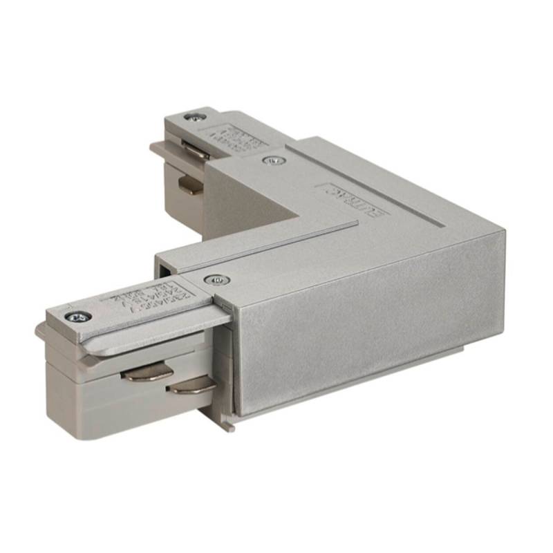Eutrac 3-Phasen L-Verbinder mit Einspeisemöglichkeit, Grau, Erde aussen