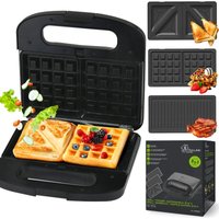 Extralink Sandwichmaker 3 en 1 Toaster, Grill und Waffeleisen mit austauschbaren Platten, Waffeleisen 3 en 1 de 1000W, Antihaftbeschichtung, einfache