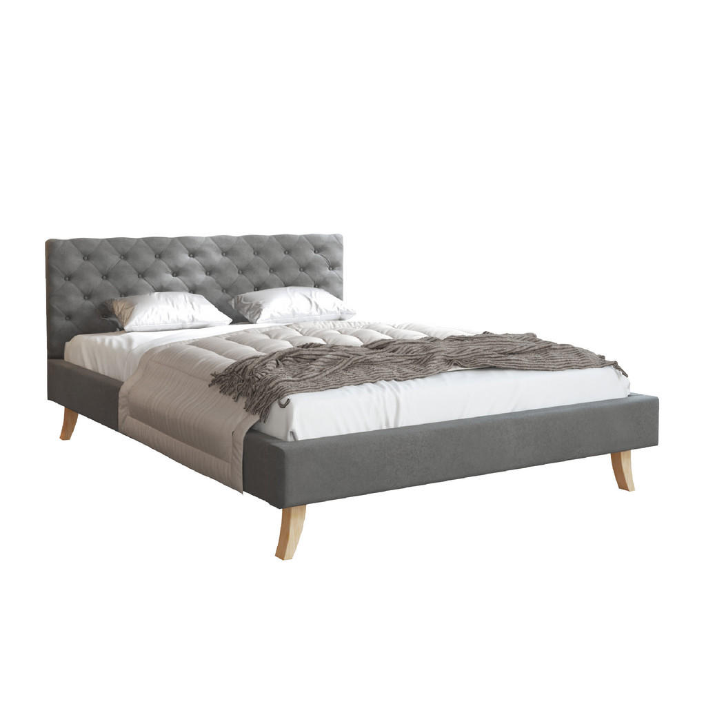 FDM Polsterbett, Graphit, Metall, Birke, Rechteckig, 120x200 cm, Schlafzimmer, Betten, Polsterbetten von FDM