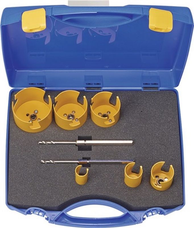 FISCH-TOOLS Lochsägensatz (8-teilig 25-80 mm / Schnitttiefe 52 mm HM-bestückt) - 97109082580D von FISCH-TOOLS