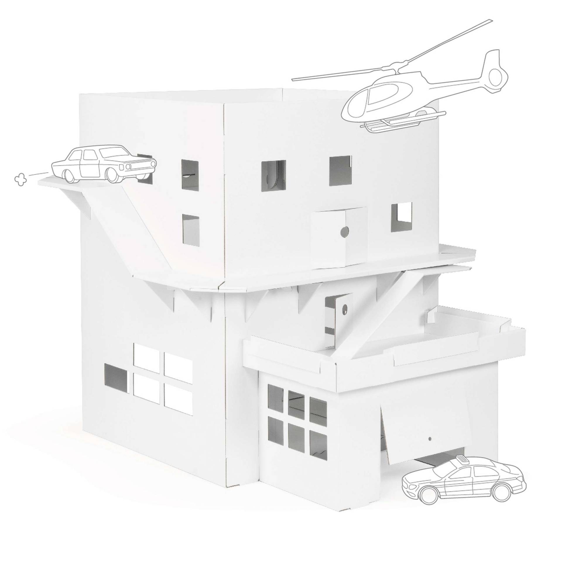 FOLDZILLA 3 in 1 Spielhaus XXL 3 in 1 Spielhaus weiß zum Bemalen und Bekleben FOLDZILLA 3 in 1 Spielhaus XXL 3 in 1 Spielhaus weiß zum Bemalen und Bekleben