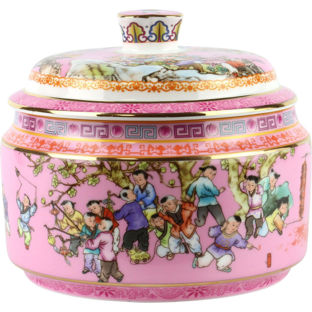 Furnaro Deckeldose, Rosa, Keramik, 17x15x17 cm, Dekoration, Skulpturen & Dekoobjekte, Dekoobjekte von FURNARO