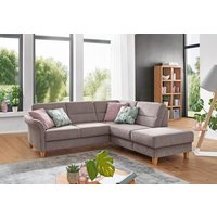Federkern Sofa Eckschlafsofa mit Bettkasten Latte 239 x 212 cm PALIANO