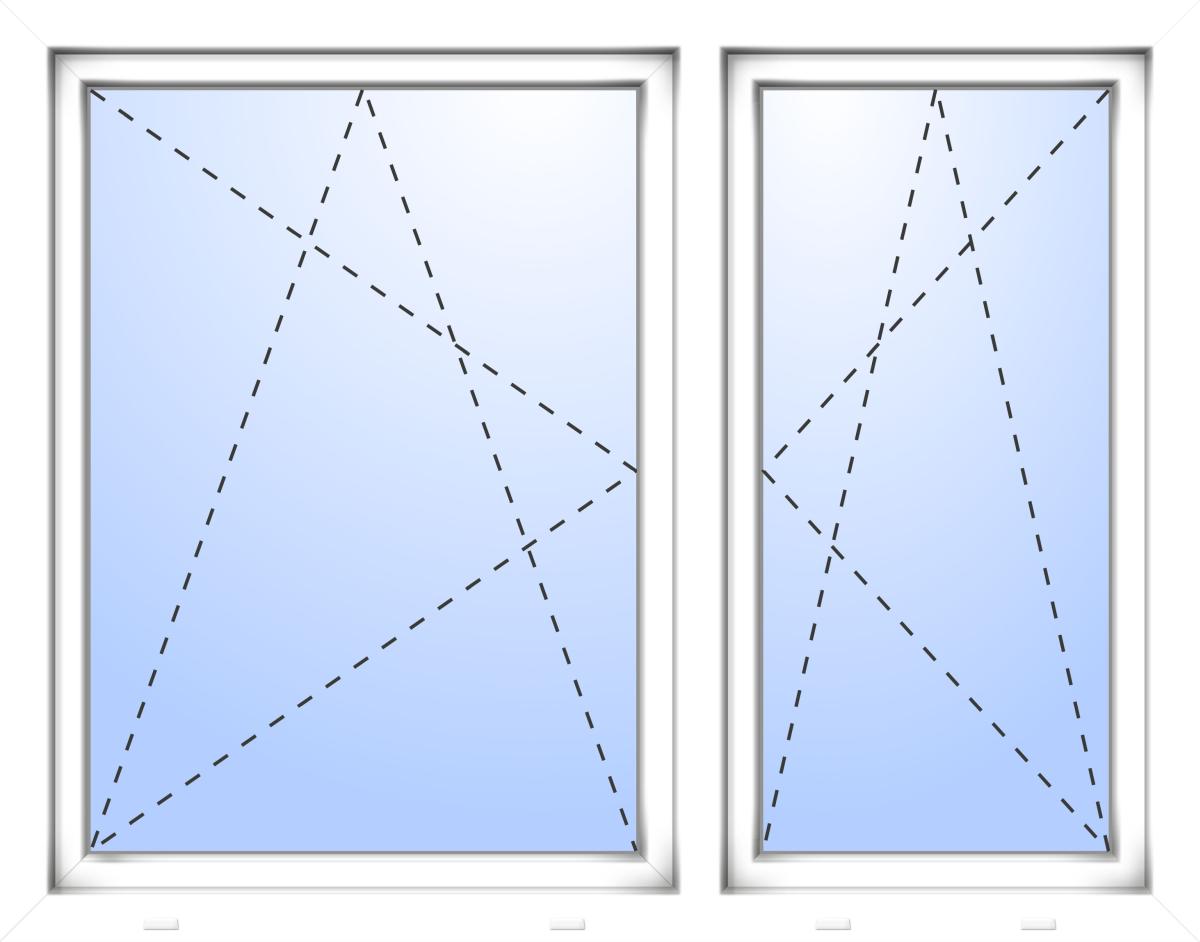 'Fenster zweiflügelig PVC "JACOB" fester Pfosten 3-fach verglast asymmetrisch' 'Fenster zweiflügelig PVC "JACOB" fester Pfosten 3-fach verglast asymmetrisch'