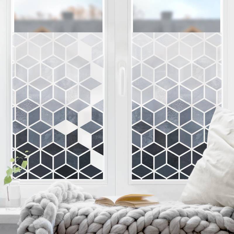 Fensterfolie Blau Weiß Geometrie