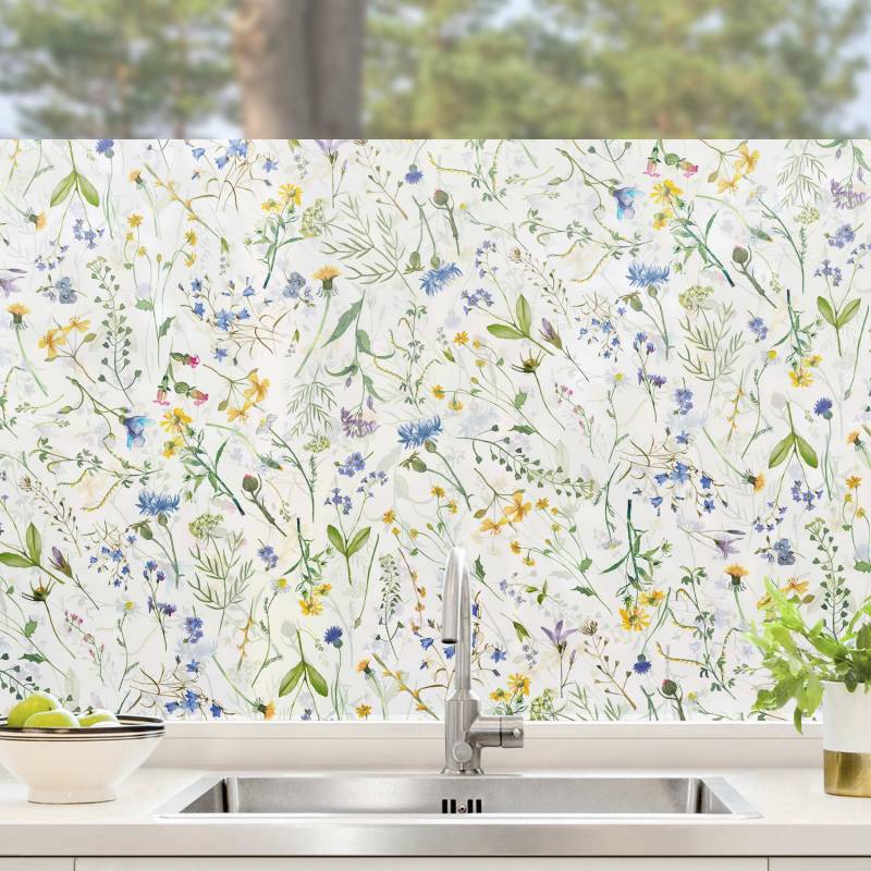 Fensterfolie Blumenwiese als Aquarell