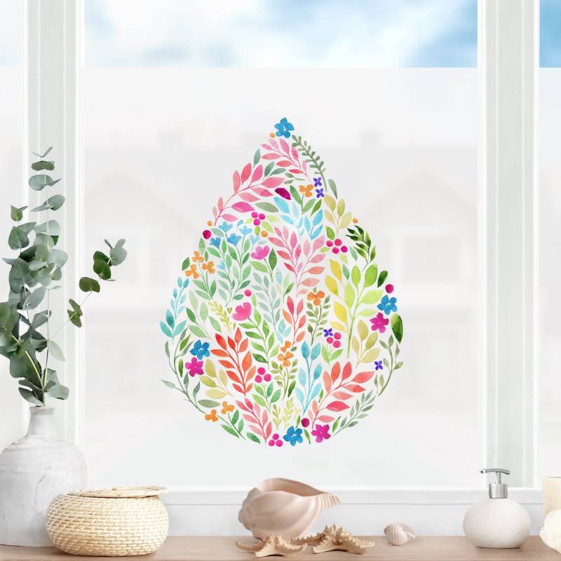 Fensterfolie Blumiges Aquarell Tropfen