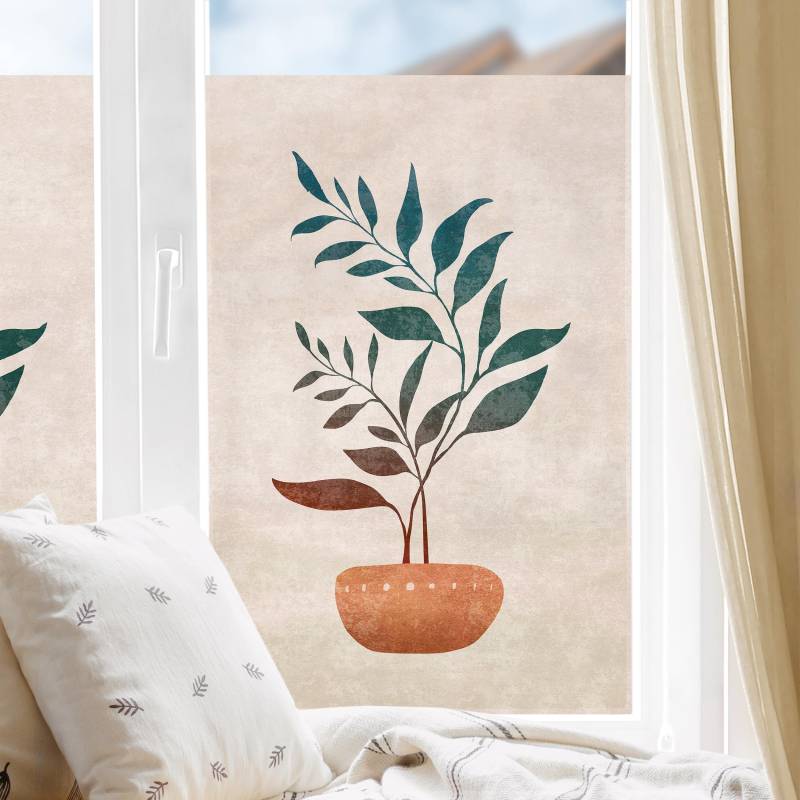 Fensterfolie Boho Blätter In Vase II