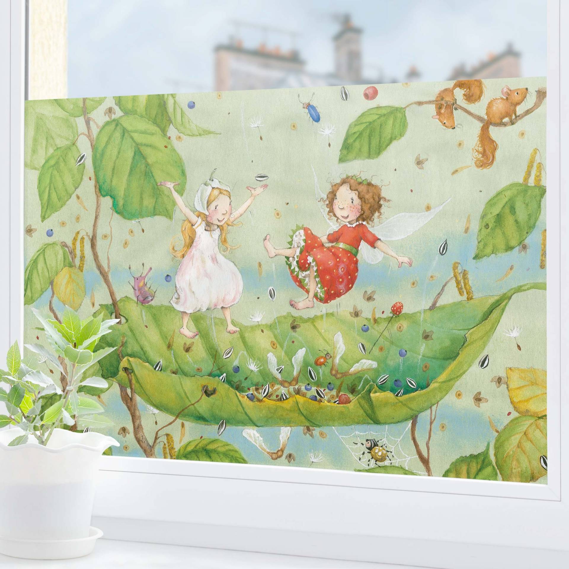 Fensterfolie Erdbeerinchen Erdbeerfee - Trampolin