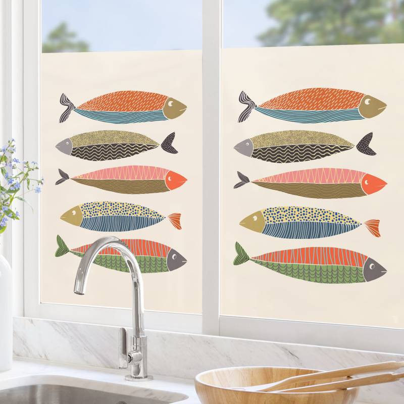 Fensterfolie Fünf bunte Fische