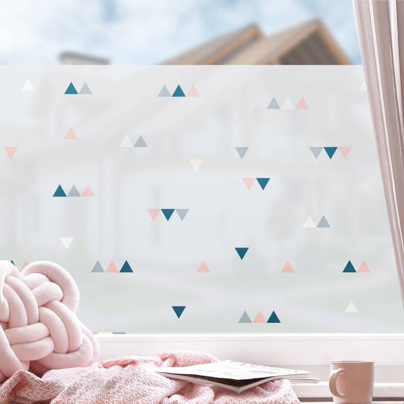 Fensterfolie Kleine Dreiecke in Blau Rosa