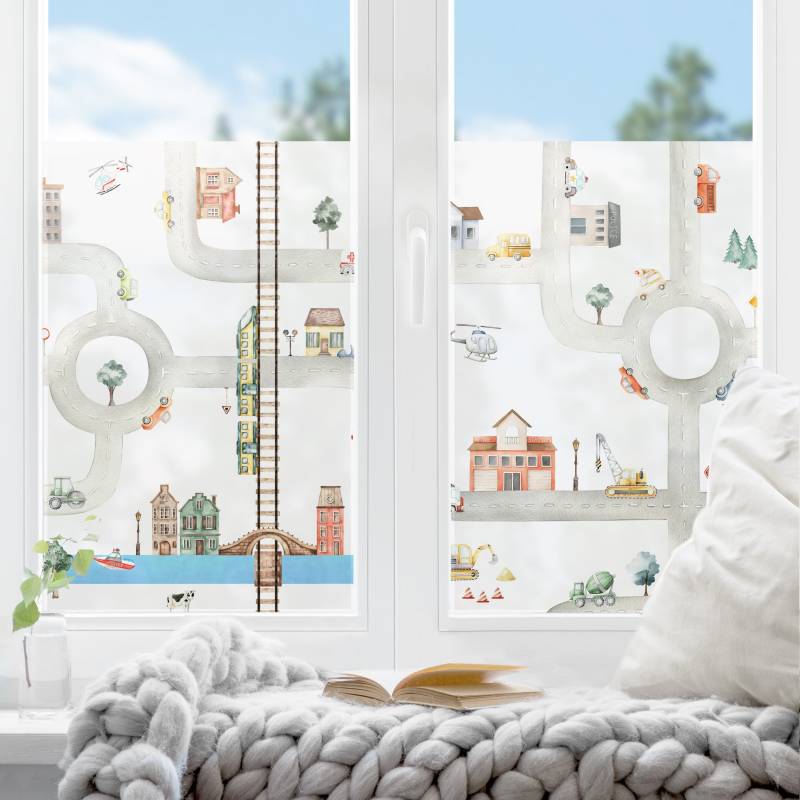 Fensterfolie Rasanter Rollspaß auf der Straße