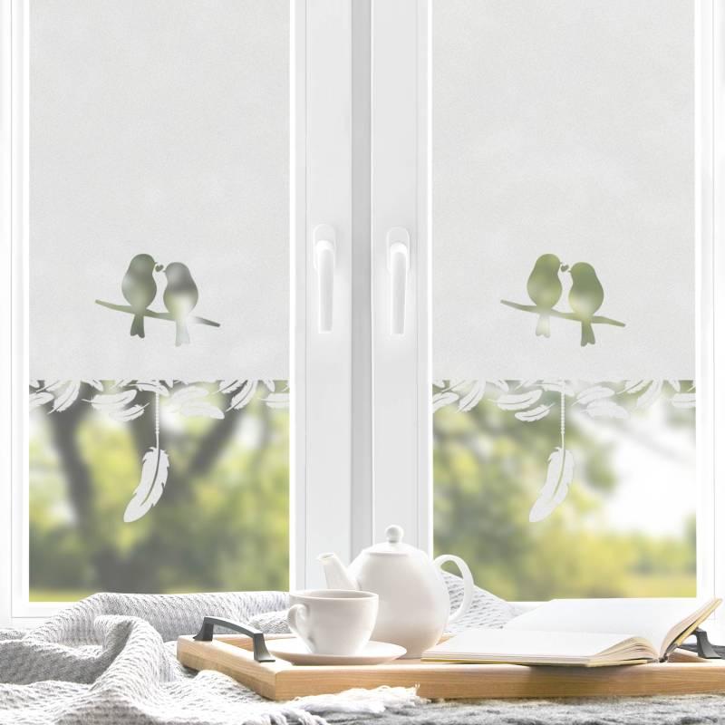 Fensterfolie Sichtschutz Sichtschutzfolie Rollo Optik Vogelpaar Landhaus