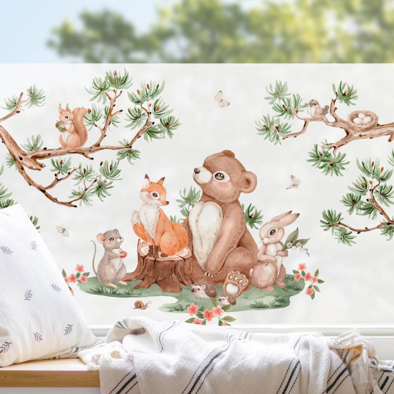 Fensterfolie Treff der Waldtiere