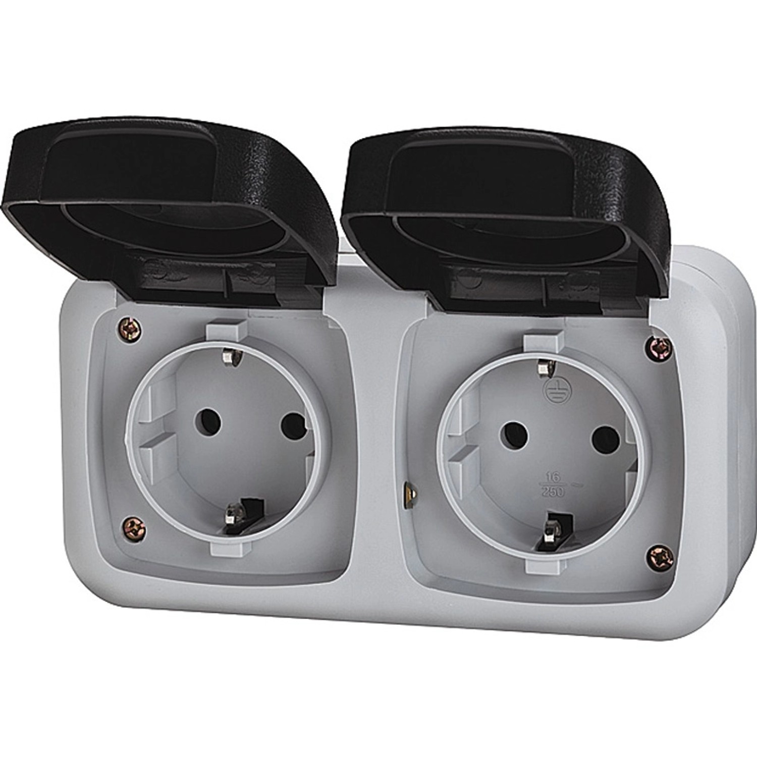 Feuchtraum-Schalterserie Basic 2-fach Grau Feuchtraum-Schalterserie Basic 2-fach Grau von -