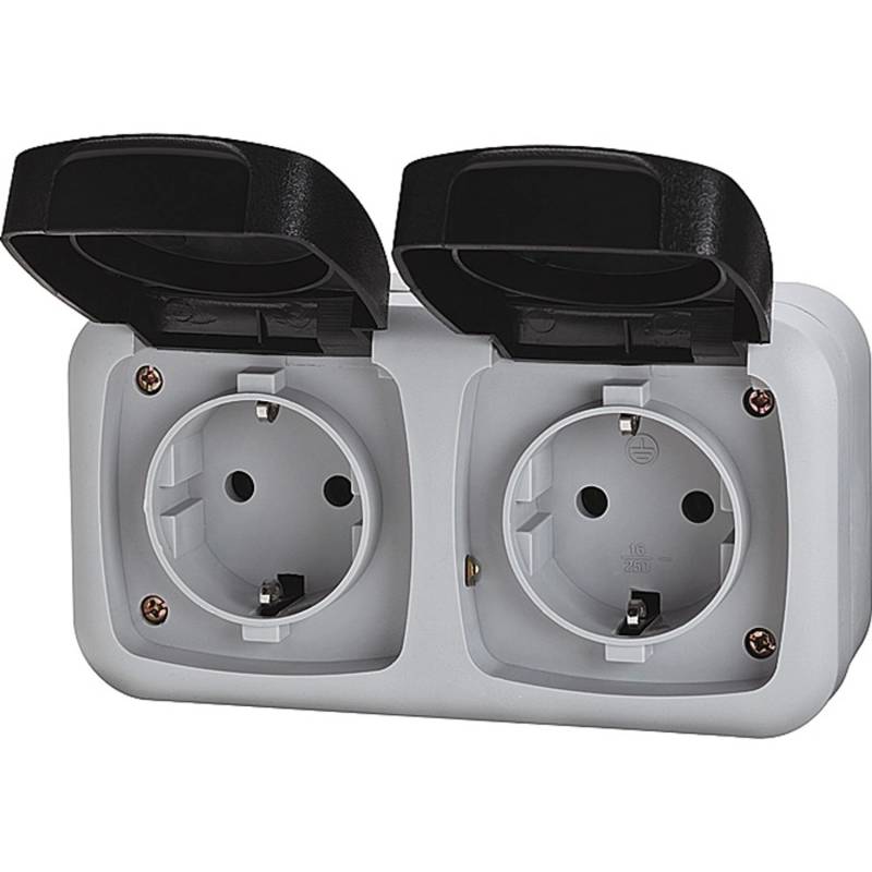 Feuchtraum-Schalterserie Basic 2-fach Grau von -