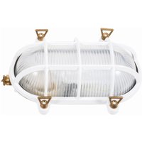 Feuchtraumleuchte oval Messing Glas E27 IP64 24 cm breit Weiß von Lido