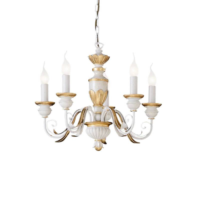 Firenze SP5 Kronleuchter 5-flammig, Weiß, Ø: 55 cm