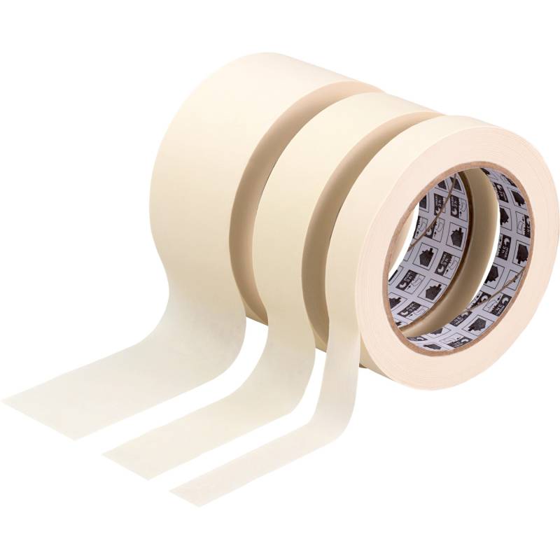 Flachkrepp Klebeband-Set Beige 3 x 50 m x 19/30/50 mm