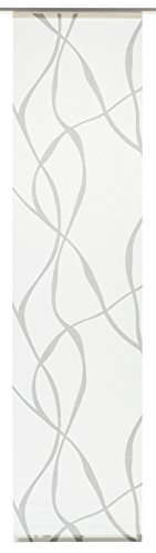 GARDINIA Flächenvorhang, Schiebegardine, Stoff, Waschbar, Vorhang / Gardine mit Motiv Wave, Weiß/Grau, 60 x 245 cm von Gardinia